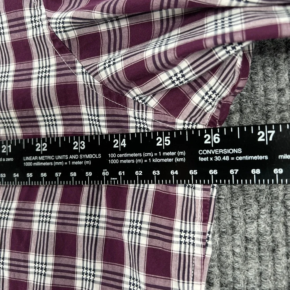 Banana Republic Shirt Mens 2XLT XXL Tall Purple Plaid Long Sleeve Button Up‎